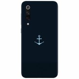 Husa silicon pentru Xiaomi Mi 9, Blue Navy Anchor Illustration Flat