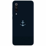 Husa silicon pentru Xiaomi Mi 9, Blue Navy Anchor Illustration Flat