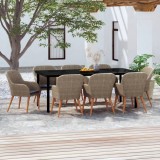 VidaXL Set mobilier de grădină cu perne, 9 piese, maro