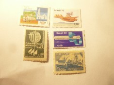5 Timbre Brazilia nestampilate ,serie1val. sau deparaiate : Transport