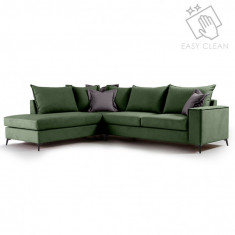 Coltar Dreapta Boston Verde Inchis - Gri Inchis 290x235x95 cm