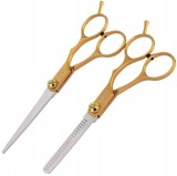 Set Gepard foarfece de tuns 6,0 și foarfece de filat 5,0 model Goldin offset