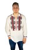 Bluza barbati R21, alb/rosu bordol, marime L, Bumbac