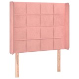 Cumpara ieftin Tablie de pat cu aripioare, roz, 103x16x118/128 cm, catifea