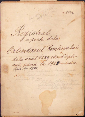 HST 309SP Registrul aparte dela Calendarul Rom&amp;acirc;nului 1889-1929 Caransebeș foto