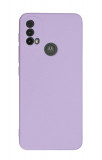 Husa Silicon Silk Touch compatibila cu Motorola Moto E40 4G, interior catifea, Mov