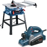 Bosch GTS 254 + GHO 6500 - Fierastrau circular de masa 1800 W 254 mm + Rindea electrica 650 W 82 mm