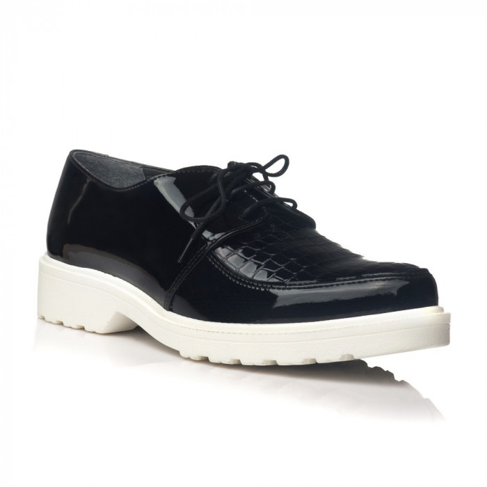 Pantofi piele lacuita Nina Negru Combinat - sau Orice Culoare