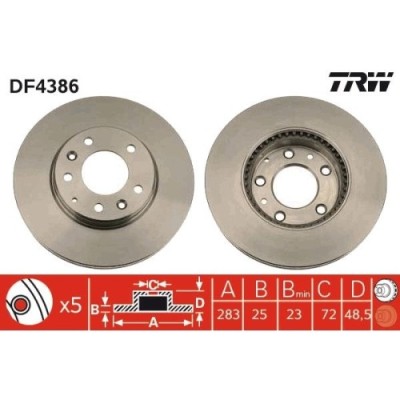 Set discuri frana fata TRW, Mazda 6 Combi (Gy), 01.02-02.08, 6 Hatchback (Gg), 08.2002-12.2008, 6 Limuzina (Gg), 2002-12.2008, Fata; puntea fata foto
