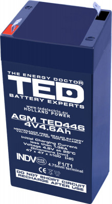 Acumulator 4V 4.6Ah 47x47xh100.6mm AGM Battery TED446F1 TED002853 foto