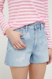 Hollister Co. pantaloni scurti jeans CURVY JEANS femei, cu imprimeu, high waist