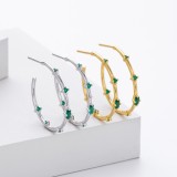 Cumpara ieftin Cercei Semiluna , zEmerald Sparkle, din argint 925 cu cristale verzi