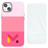 Cumpara ieftin Husa de protectie cu armatura pe margini pentru Iphone 14 Pro, Piele Ecologica si Folie de Protectie 9H, Grosime 0.3 mm, Roz