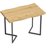 HOMCOM Masă de Dining pentru 2 Persoane cu Blat Gros Picioare Metalice Stil Modern 110x67x75,5 cm Stejar | Aosom Romania