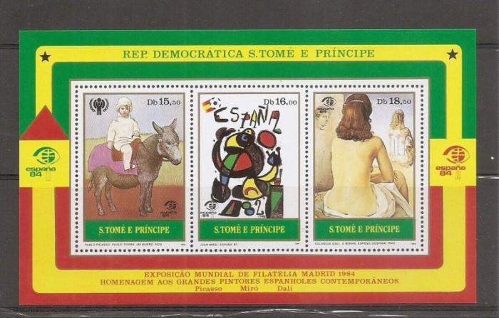 Sao Tome 1984 - Pictura, arta, bloc neuzat
