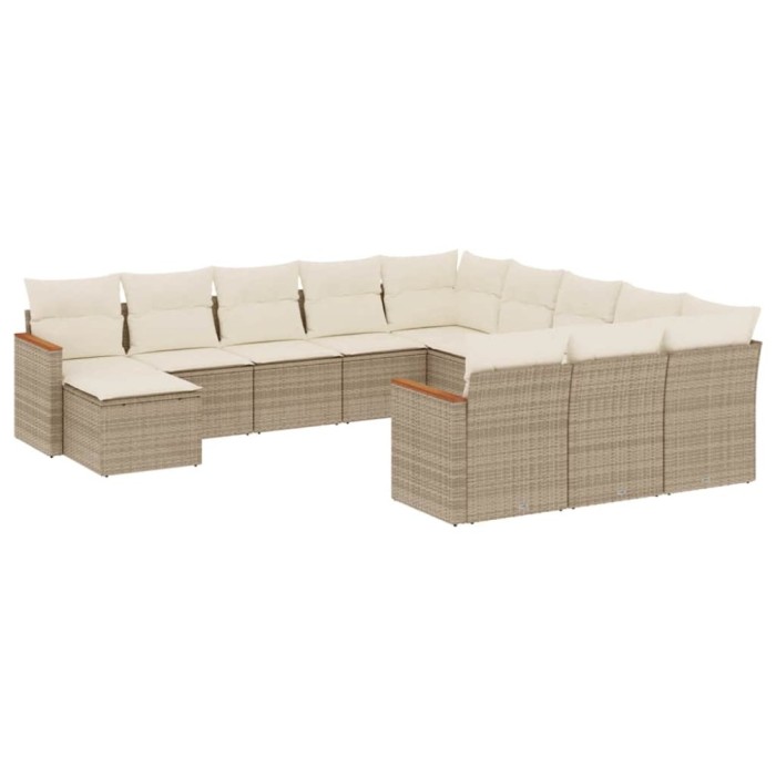 Set canapele de gradina cu perne, 12 piese, bej, poliratan
