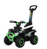 Cumpara ieftin ATV electric cu maner 3 in 1, Kinderauto Warrior, pentru copii 1-3 ani, 30W 6V, roti moi, scaun tapitat, parasolar, echipare Premium, verde