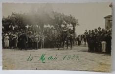 DEFILARE DE 10 MAI , FOTOGRAFIE DE GRUP , MILITARI SI CIVILI , FOTOGRAFIE , FORMAT CARTE POSTALA , 1934