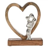 Decoratiune de Masa din Lemn Inima cu Figura Cuplu, Oem