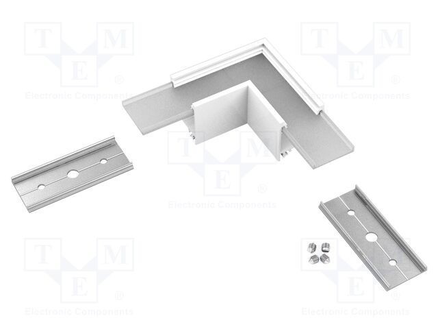 Conector 90&deg; alb aluminiu policarbonat LINEA20 TOPMET