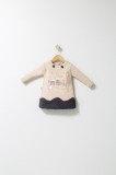 Rochita Fetite Tongs Baby Fun Penguin Crem 9-12 Luni, Volan Imitatie Lana, Bumbac 100%, Capse Spate, Maneci Lungi