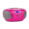 Auna BoomGirl Boom BoxGhetto Blaster FM ?i CD / MP3 player portabil ecran LCD casetofon rotund roz