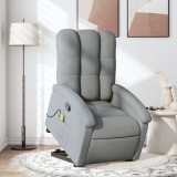 VidaXL Fotoliu de masaj rabatabil cu ridicare, gri deschis, textil