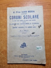 album muzical - coruri scolare in trei voci egale si patru voci mixte-anul 1919