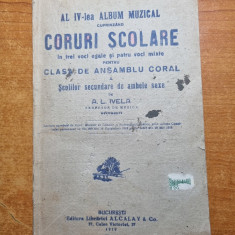 album muzical - coruri scolare in trei voci egale si patru voci mixte-anul 1919