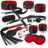 Set Bondage Erotica Fetish Art, Piele Rosie si Neagra cu plus, 14 piese