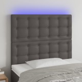 VidaXL Tăblie de pat cu LED, gri, 80x5x118/128 cm, piele ecologică