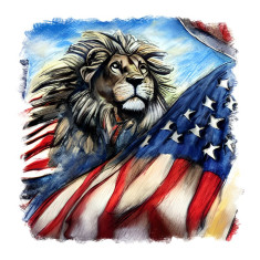 Sticker decorativ Leu American, Multicolor, 55 cm, 11137ST