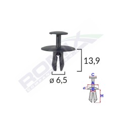 CLIPS FIXARE PENTRU CITROEN/PEUGEOT 6.5X13.9MM - NEGRU SET 10 BUC 62105