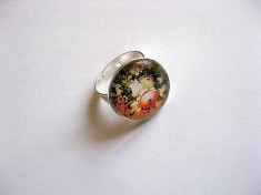 Inel sticla reglabil , inel cu model floral 29247