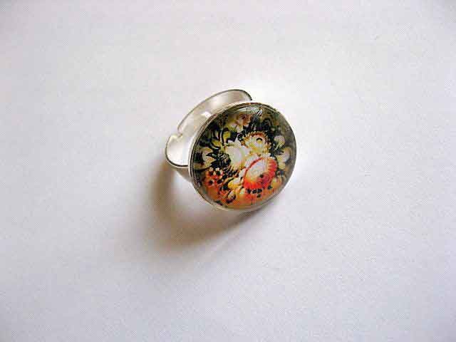 Inel sticla reglabil , inel cu model floral 29247