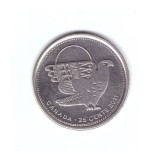Moneda Canada 25 cents/centi 2011 Peregrine Falcon, stare foarte buna, curata