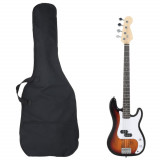 Chitara bass electrică &icirc;ncepători, cu husă, maro/alb, 4/4 46&quot;