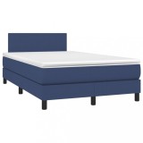 Cumpara ieftin Pat box spring cu saltea, albastru, 120x190 cm, material textil
