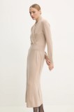 Answear Lab rochie din l&acirc;nă culoarea bej, maxi, evazată