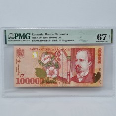 BANCNOTA UNC 100000 LEI 1998 GRADATA PMG 67 EPQ