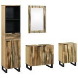 vidaXL Set de mobilier pentru baie cu sertar cu raft cu depozitare cu ușă cu oglindă 4 pcs Maro mare