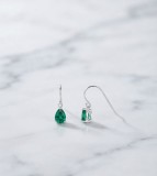 Cumpara ieftin Cercei din Argint 925 , zEmerald Drop, , Model Minimalist cu Zirconiu Verde, 2cm