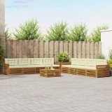 vidaXL Set de canapele de exterior cu pernă 9 pcs Natural și Crem 3373225