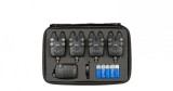 Set 4 Avertizori Pescuit Hakuyo 2020 cu Statie, 6 Culori LED, Volum/Ton/Sensibilitate Reglabile, Mod Antifurt, Indicator Baterie