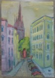 Strada din Viena// Elena Fortu, acuarela pe hartie, Peisaje, Realism