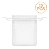 Saculete din Organza, 15 buc, 7x9 cm, Albe, CMCLASS