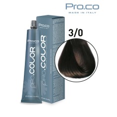 Vopsea de par profesional PRO.COLOR 100 ml - Pro.Co - 3/0 CASTANIU INCHIS
