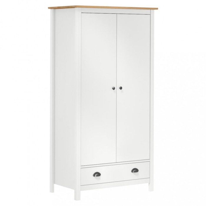 vidaXL Șifonier cu 2 uși Hill, alb, 89x50x170 cm, lemn masiv de pin 288950