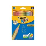 Set 18 creioane colorate Tropicolors pe baza de pigmenti, mina de 3.2 mm, corp hexagonal, bic