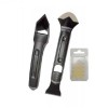 Set Razuitor Silicon Dedra, 2 Buc, 5 V&acirc;rfuri, Spatula Intins, Gletiera Semiprofesionala, Maner Plastic Negru, Otel, 0.1 Kg